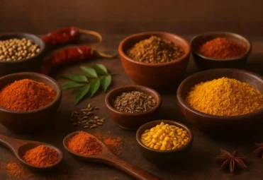 Authentic Indian spice mixes in bowls