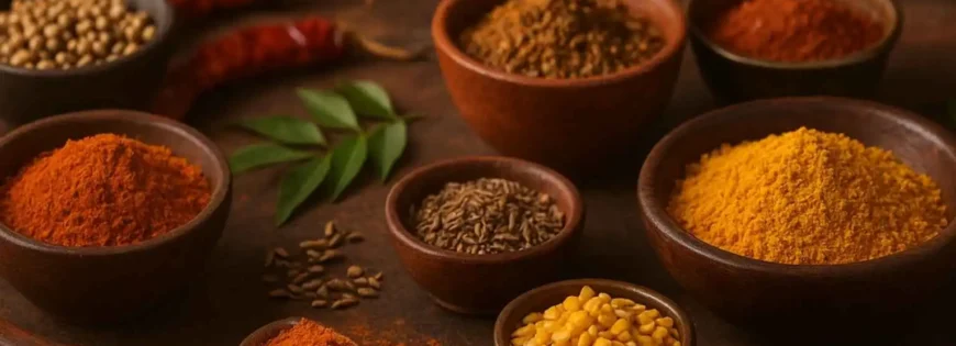 Authentic Indian spice mixes in bowls