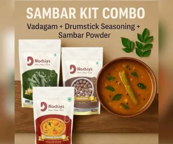 Sambar Kit Combo containing DNachiys Drumstick Sambar Seasoning, Vadagam & Sambar Powder