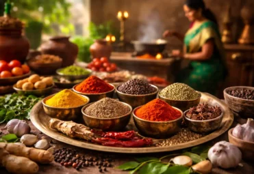 Authentic Indian Spices in bowls
