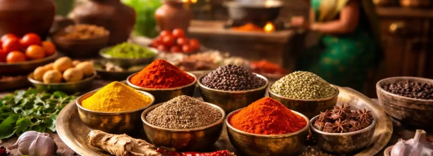 Authentic Indian Spices in bowls